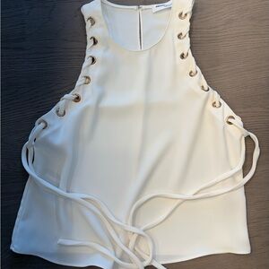 Amanda Uprichard White Lace-Up Sleeveless Top